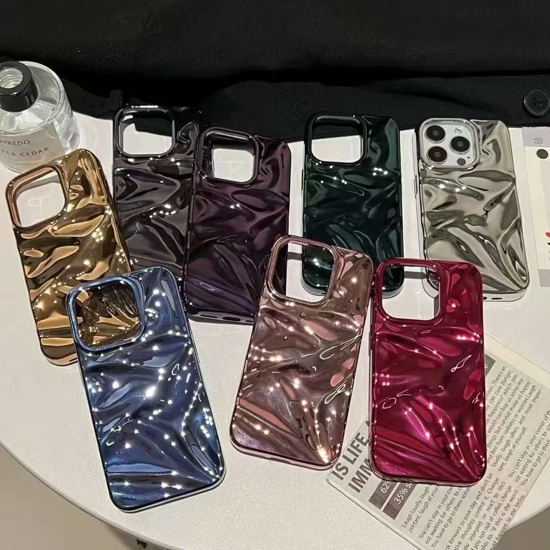 Fashion Creative Solid Color Electroplated Fold Pattern Silicone Phone Case
