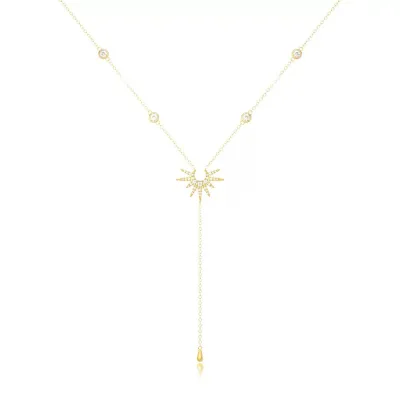 Women's Fashion Simple Zircon Long Tassel Necklace
