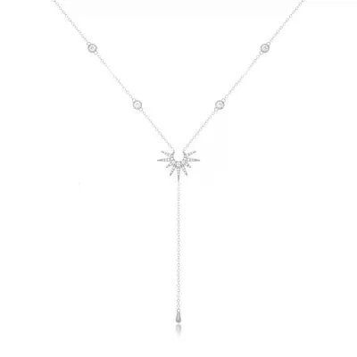 Women's Fashion Simple Zircon Long Tassel Necklace