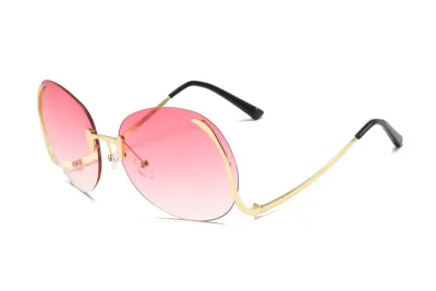 Women Fashion Creative Big Hooked Frame Sunglasses Metal PC Lens Street Hip-Hop Ins