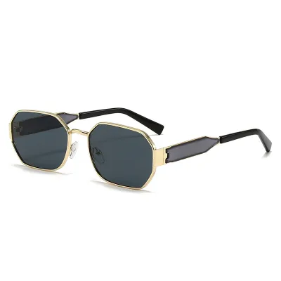 Women Retro Narrow-Frame Metal Sunglasses Anti-Ultraviolet