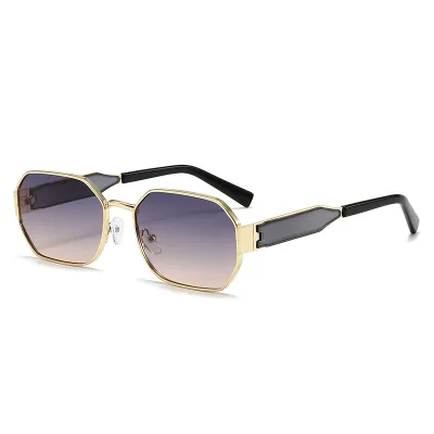 Women Retro Narrow-Frame Metal Sunglasses Anti-Ultraviolet