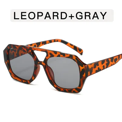 Fashion Retro Irregular Hollow Polygon Sunglasses PC Frame AC Lens