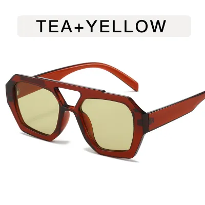 Fashion Retro Irregular Hollow Polygon Sunglasses PC Frame AC Lens