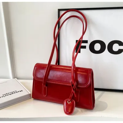 Women Fashion Casual Solid Color Mini Square PU Shoulder Bag with Magnetic Buckle