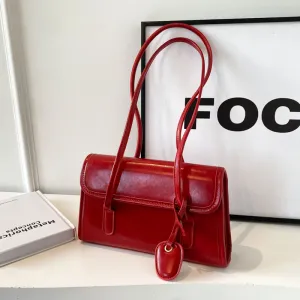 Women Fashion Casual Solid Color Mini Square PU Shoulder Bag with Magnetic Buckle