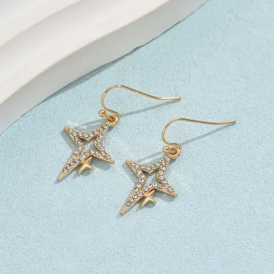 Fashion Simple Rhinestone Lovely Bow Leaf Star Earrings