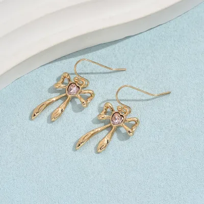 Fashion Simple Rhinestone Lovely Bow Leaf Star Earrings