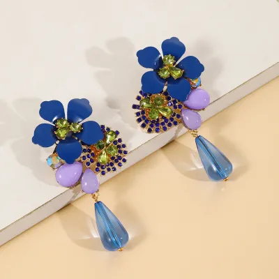 Personality Exaggerated Resin Floral Earrings