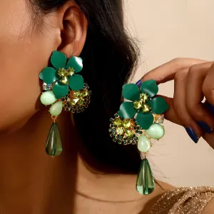 Personality Exaggerated Resin Floral Earrings