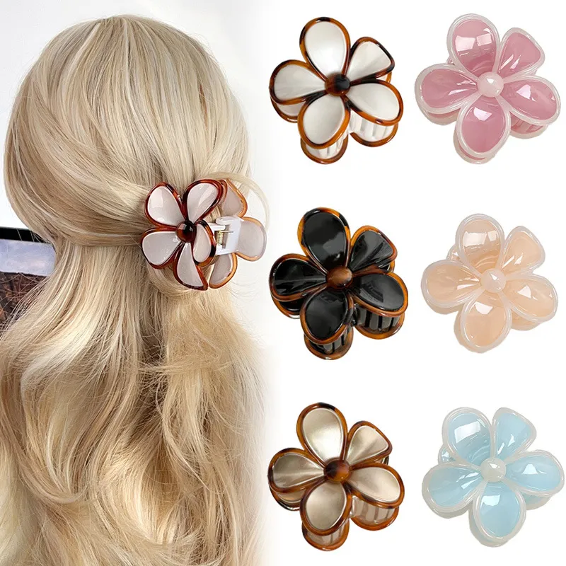 Elegant Retro Floral Rococo Hair Grab Clip Plastic Resin