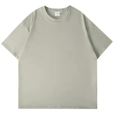 Men Fashion Casual Solid Color Round-Neck Short Sleeve Loose Pure Cotton T-Shirt