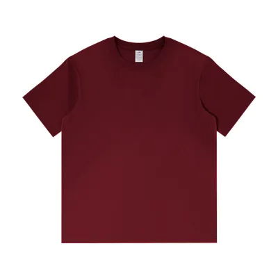 Men Fashion Casual Solid Color Round-Neck Short Sleeve Loose Pure Cotton T-Shirt