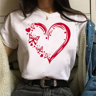 Women's Casual Butterfly Printed Short Sleeve Loose Fit T-Shirt