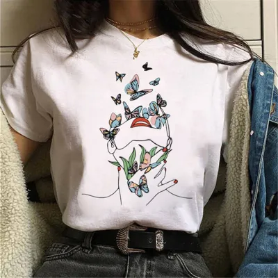 Women's Casual Butterfly Printed Short Sleeve Loose Fit T-Shirt