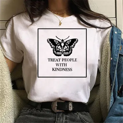 Women's Casual Butterfly Printed Short Sleeve Loose Fit T-Shirt