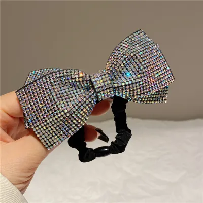 Women Fashion Elegant Rhinestone Bowknot Hair Ring