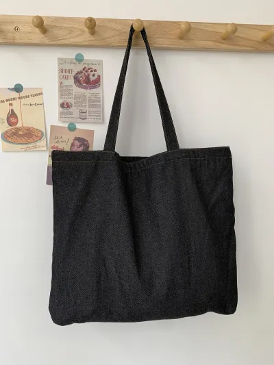 Women Fashion Casual Simple Solid Color Denim Large Capacity Zipper Tote Bag