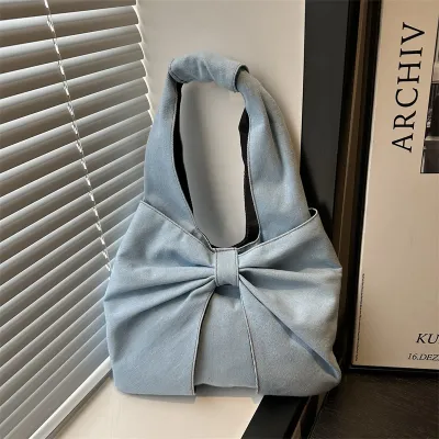 Women Fashion Casual Denim Bowknot Shoulder Bag