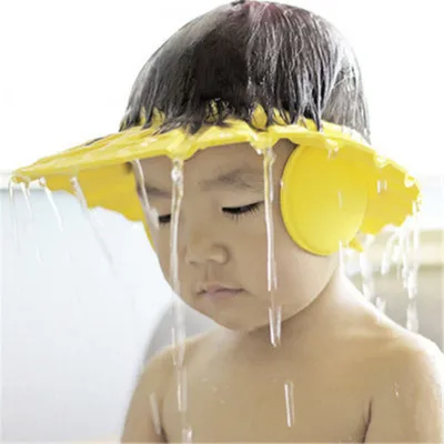 Baby Adjustable Foam Shampoo Cap Solid Color Bath Hat for Kids