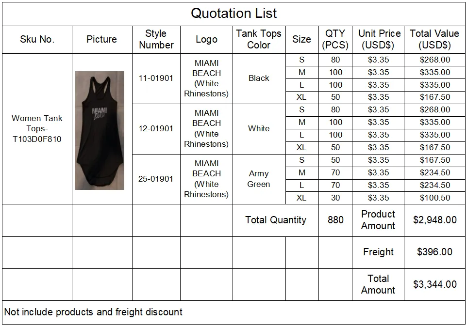 Custom Rhinestone Miami Beach Logo Women Tank Top Dresses