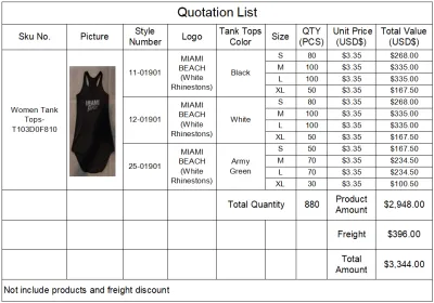 Custom Rhinestone Miami Beach Logo Women Tank Top Dresses