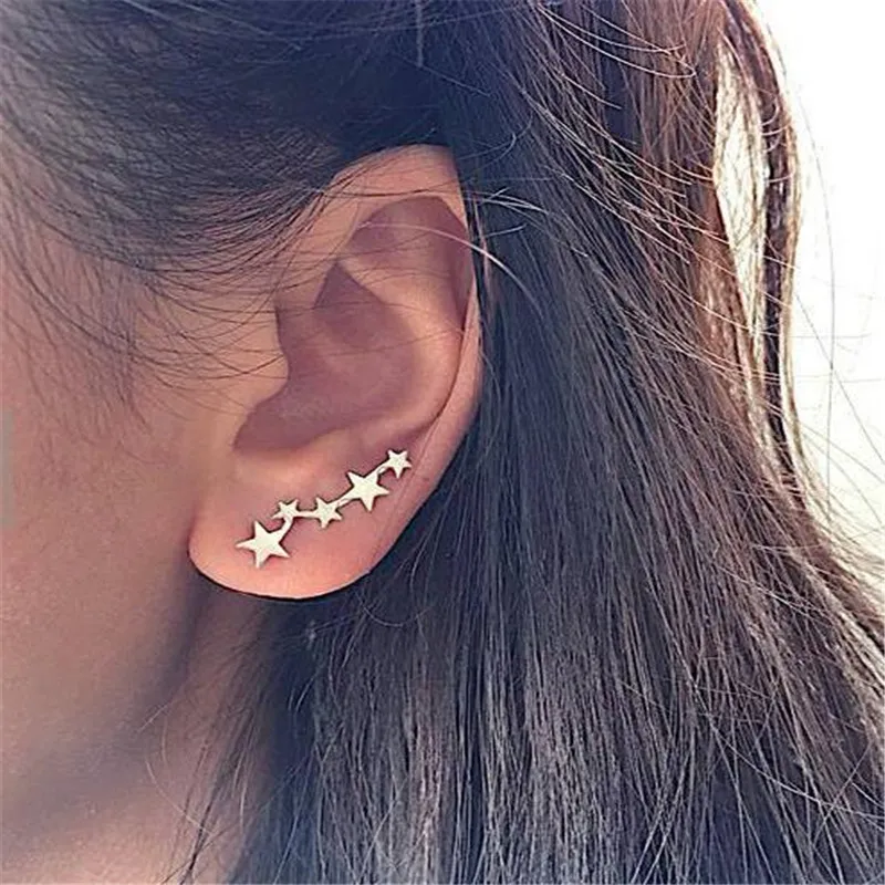 Star Pattern Metal Alloy Stud Earrings for Women