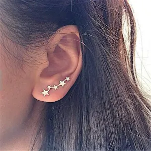 Star Pattern Metal Alloy Stud Earrings for Women