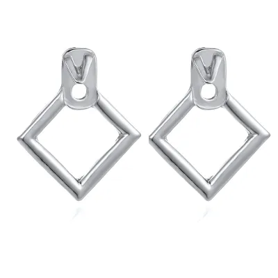 Simple Geometric Diamond Pattern Alloy Stud Earrings for Women