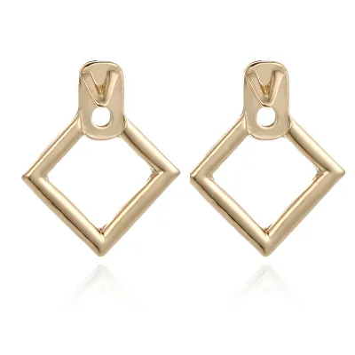 Simple Geometric Diamond Pattern Alloy Stud Earrings for Women