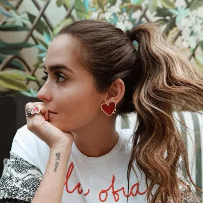 Metal Heart Shape Stud Earrings for Women
