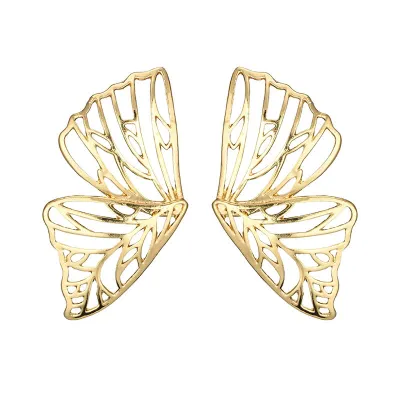 Exaggerated Hollow Butterfly Design Alloy Stud Earrings Unisex Geometric