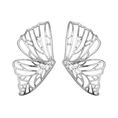 Exaggerated Hollow Butterfly Design Alloy Stud Earrings Unisex Geometric