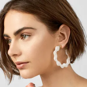 Wave Pattern White Acrylic Vintage Women's Geometric Hoop Earrings