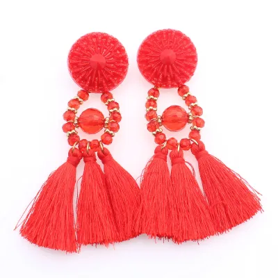 Ethnic Style Tassel Drop Earrings for Women Alloy