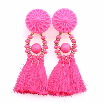 Ethnic Style Tassel Drop Earrings for Women Alloy