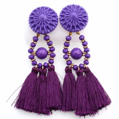 Ethnic Style Tassel Drop Earrings for Women Alloy