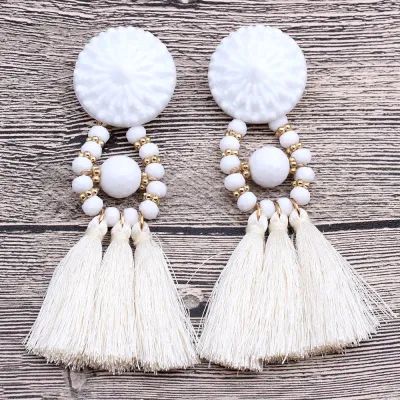 Ethnic Style Tassel Drop Earrings for Women Alloy