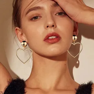 Heart Pattern Alloy Dangle Earrings for Women Simple