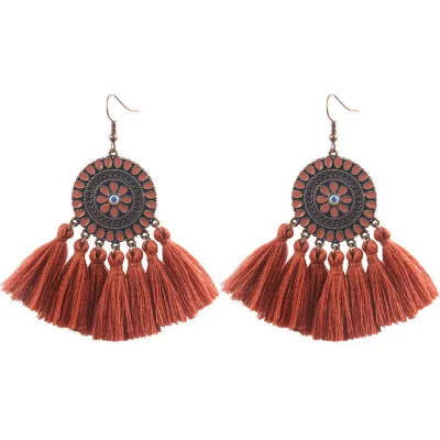 Fashion Colorful Tassel Circle Earrings for Women