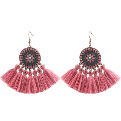 Fashion Colorful Tassel Circle Earrings for Women