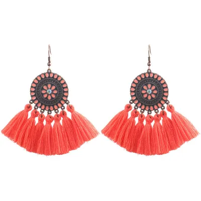 Fashion Colorful Tassel Circle Earrings for Women