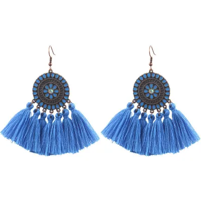 Fashion Colorful Tassel Circle Earrings for Women