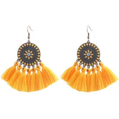 Fashion Colorful Tassel Circle Earrings for Women