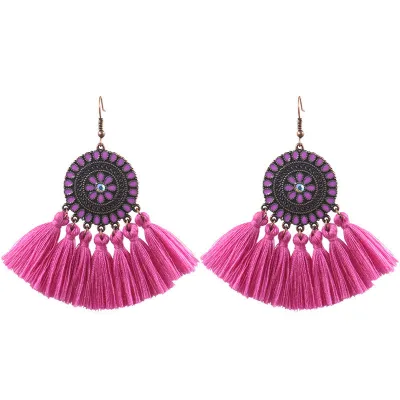 Fashion Colorful Tassel Circle Earrings for Women