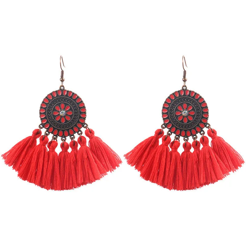 Fashion Colorful Tassel Circle Earrings for Women