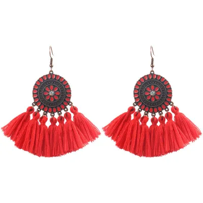 Fashion Colorful Tassel Circle Earrings for Women