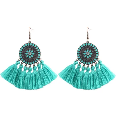 Fashion Colorful Tassel Circle Earrings for Women
