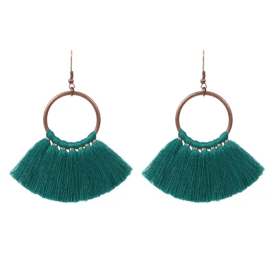 Exaggerated Colorful Tassel Geometric Alloy Earrings