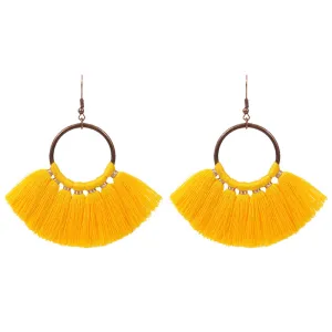 Exaggerated Colorful Tassel Geometric Alloy Earrings